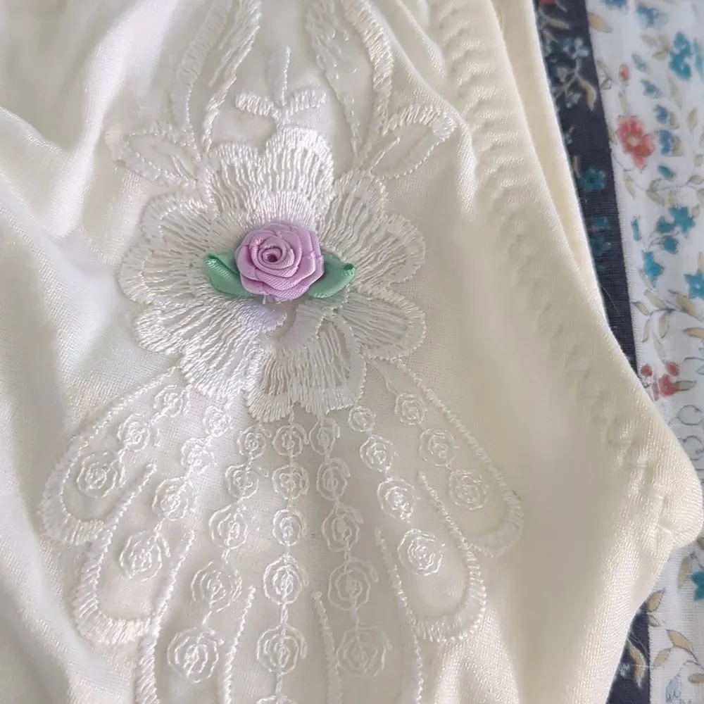 Vintage‎ white floral embroidered and lace swimsuit one piece